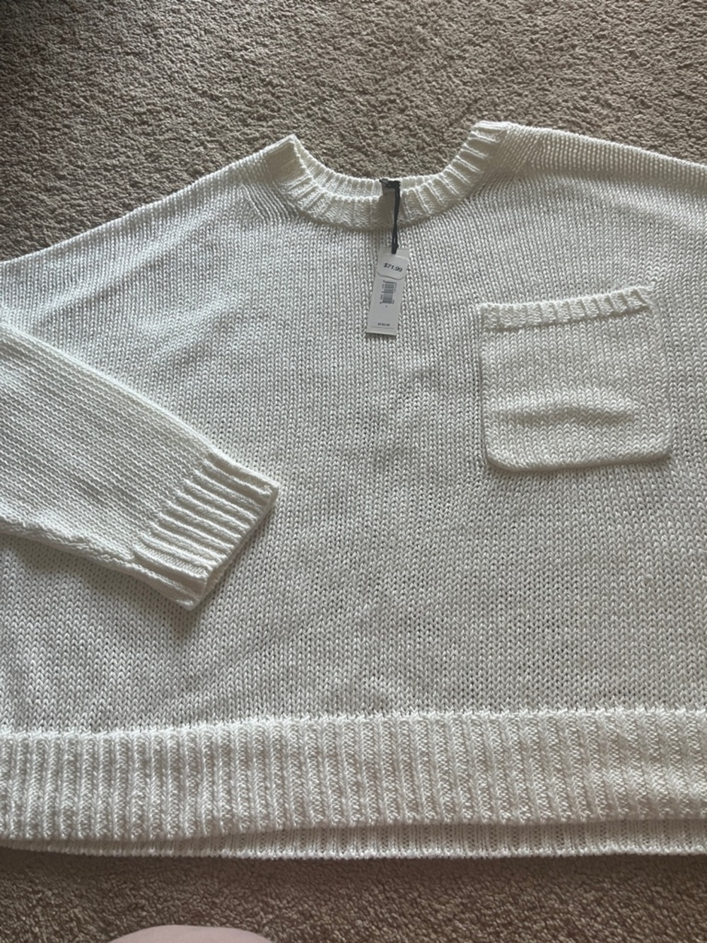 Banana Republic Cream Knit Crewneck Sweater with Pocket